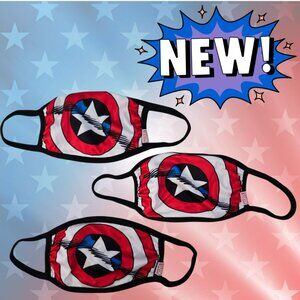 Captain America Face Mask 3 Pack Set Cloth Reusable Washable Marvel Comics NEW